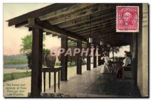 Old Postcard The Broad Cool Veranda At Casa Verdugo Near Los Angeles
