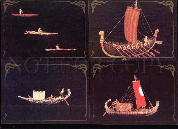 005275 Pies & ancient ships Collection 32 color russian cards