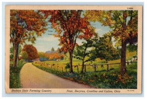 1943 Buckeye State Farming Country Bucyrus Crestline And Galion Ohio OH Postcard