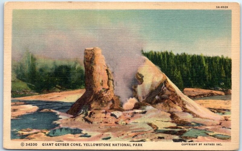 Postcard - Giant Geyser Cone, Yellowstone National Park - Wyoming