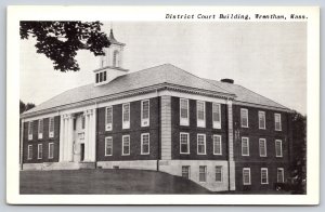 Wrentham Massachusetts~District Court Bldg~Cupola~Columns~1940s B&W Postcard