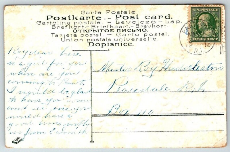 Easter Greetings Embossed Pawtucket Rhode Island Cancel Postcard  1910