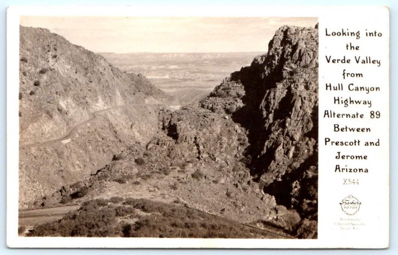 RPPC YAVAPAI COUNTY, AZ Arizona ~ HULL CANYON Scene c1940s Frasher Postcard