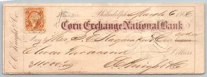 1866  Corn Exchange National Bank  Philadelphia Pennsylvania  Receipt  8 x 3