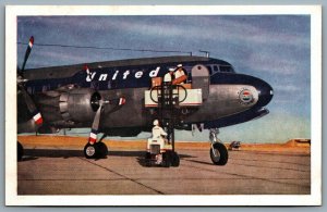 Postcard c1950s United Airlines DC-6 Mainliner 300 Advertisement Unused