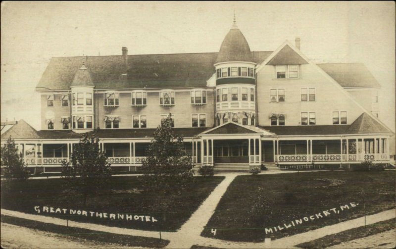 Millinocket ME Great Northern Hotel c1915 Real Photo Postcard