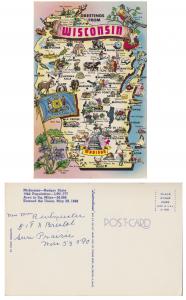 Wisconsin Map Card - Greetings from Wisconsin