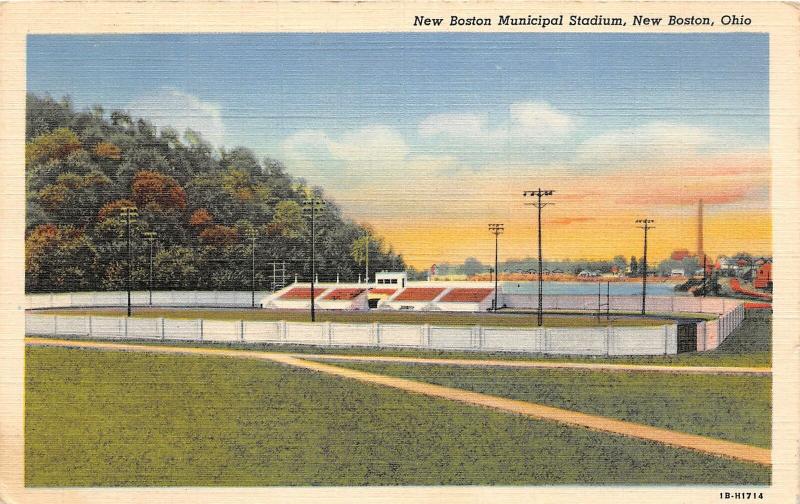 F36/ New Boston Ohio Postcard 1950 Portsmouth Area Municipal Stadium