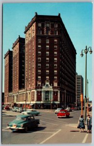 Vtg New York NY Hotel Syracuse Street View Old Cars 1950s Chrome Postcard