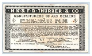 1880s Scarce H K & F. B Thurber & Co. Mfg. Farinaceous Food Lady Dead Bunny P116