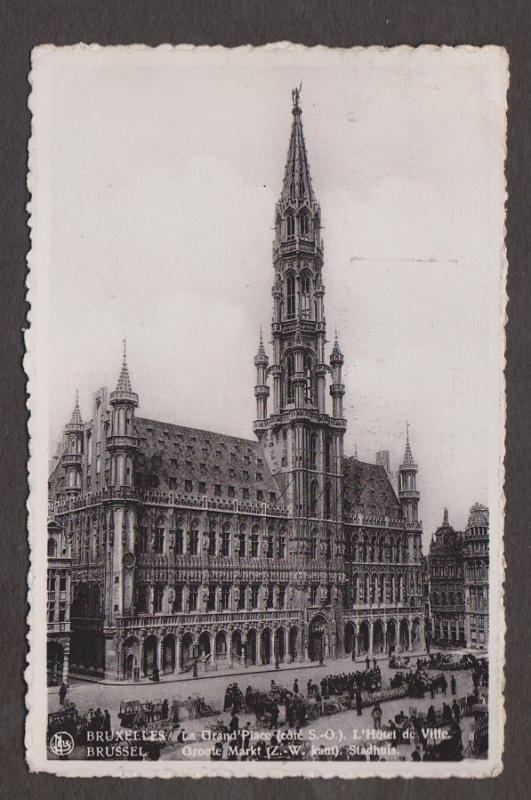 City Hall & Groote Market, Brussels, Belgium - Real Photo - Used 1937