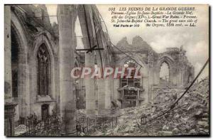 Postcard Ancient Ruins Of The Great War Peronne Church St Jean Baptiste Army