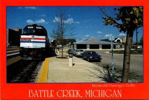 Michigan Battle Creek Amtrak Train At Intermodal Passenger Facility