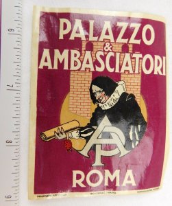 1930's-40's Palazzo & Ambasciatori Hotels Roma Luggage Label Vintage Original E2