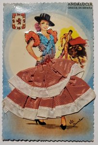 Andalucia Pretty Lady Dancer Embroidered And Satin Spain Elsi Postcard P30