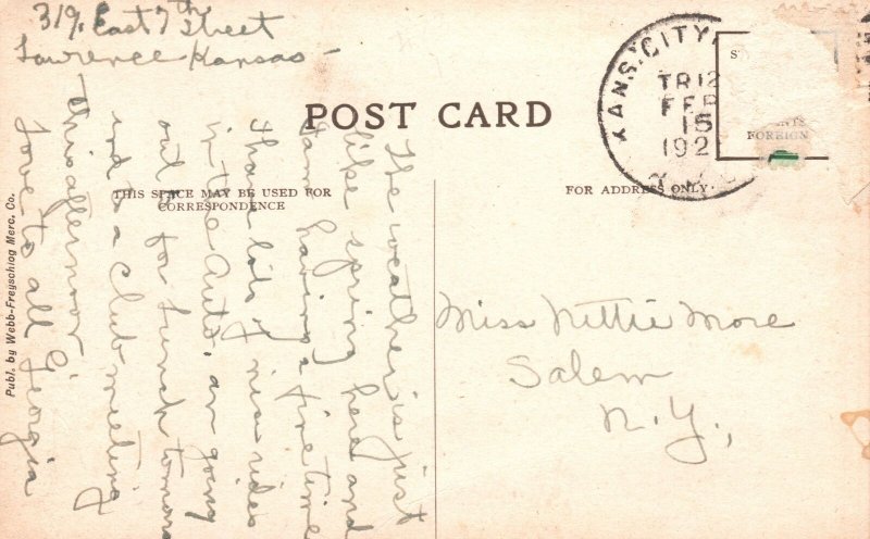 Curtis Hall Haskell Institute Lawrence Kansas KS Vintage Postcard c1930