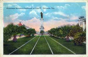 [ Seawall ] US Texas Galveston - Picturesque Broadway Boulevard