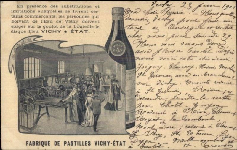 French Mineral Water? Fabrique de Pastilles Vichy-Etate Bottle 1901 Postcard