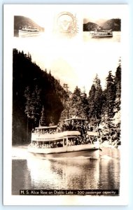 RPPC DIABLO LAKE, Washington WA ~ Tour Boat M.S. ALICE ROSS c1940s  Postcard
