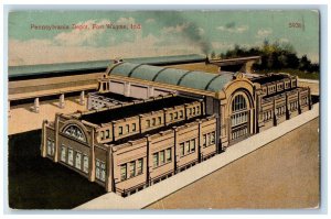 c1910 Aerial View Pennsylvania Depot Fort Wayne Indiana Antique Vintage Postcard