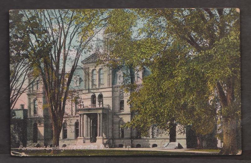 View Of The Parliament Building - Frederickton NB - Used 1907 - Corner Wear