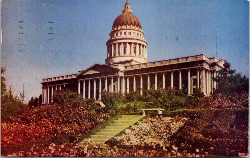 Utah State Capitol Salt Lake City UT Postcard PM Cancel WOB Note VTG Vintage 1c 