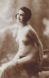 HR-69 - Nude French Woman Imported Sewpia Picture Postcard