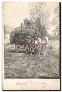 PHOTO CARD Chariot fouragère Horses