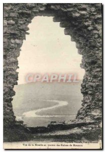 Old Postcard Moselle view through the ruins of Mousson