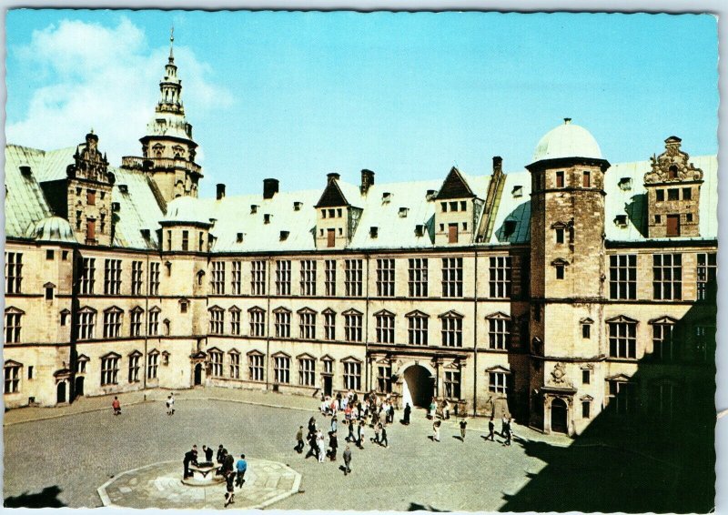 c1910s Helsingør, Denmark Kronborg Castle People Yard Courtyard Vtg 4x6 PC M21