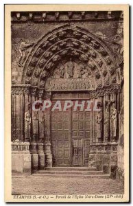 Etampes Old Postcard Portal & # 39eglise Notre Dame