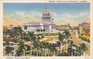 Cuba Havana Fraternity Square and Capitol Building Curteich
