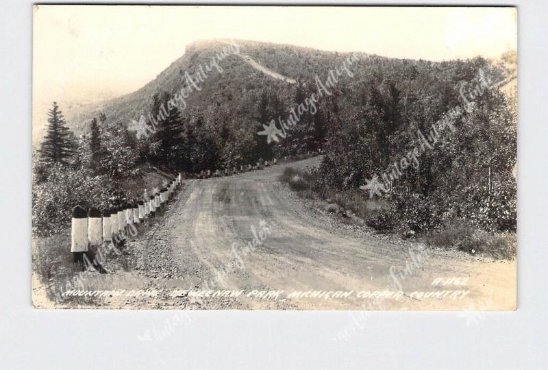 RPPC REAL PHOTO POSTCARD MICHIGAN COPPER COUNTRY KEWEENAW PARK MOUNTAIN DRIVE