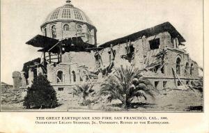 CA - San Francisco. April 1906 Earthquake & Fire. Observatory, Leland Stanfor...