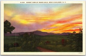 VINTAGE POSTCARD SUNSET VIEW OF RABUN BALD NEAR HIGHLANDS NORTH CAROLINA 1930s