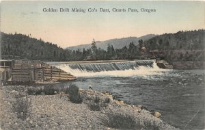 H82/ Grants Pass Oregon Postcard c1910 Golden Drift Mining Company Dam  48