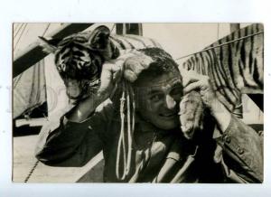 198386 CIRCUS Trainer w/ Little TIGER Vintage REAL PHOTO