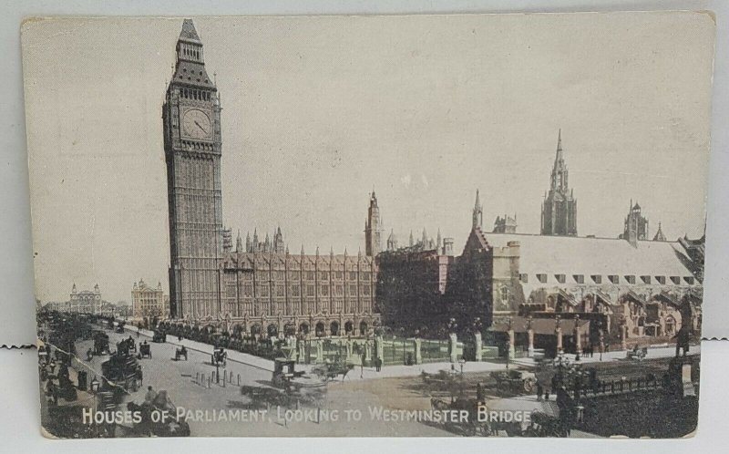 Houses of Parliament London UK Vintage Postcard