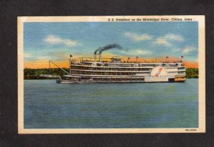 IA SS President Steamer Steamship Steam Ship Boat Clinton Iowa Postcard US