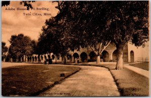 Adobe Houses Fort Snelling Twin Cities Minnesota MN Roadway Historical Postcard