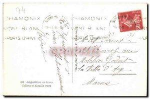 Old Postcard Argentiere winter Cottages and Aiguille Verte