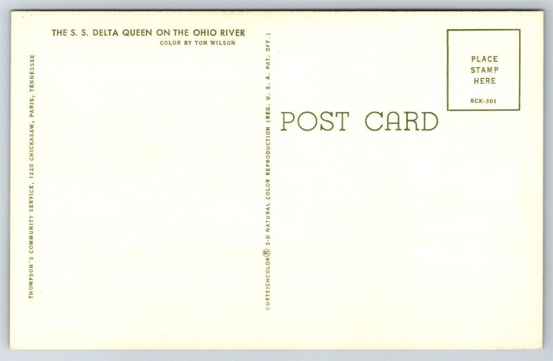 SS Delta Queen Ohio River Paddle Wheel Cincinnati OH Postcard M15