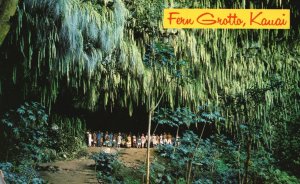 Vintage Postcard Fern Grotto Tourists Spot Attraction Green Jungle Kauai Hawaii