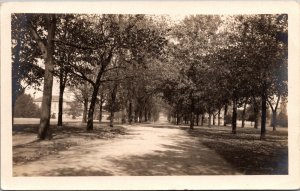 Real Photo Postcard Tree Lined Streets of West Lakes, Indiana~587