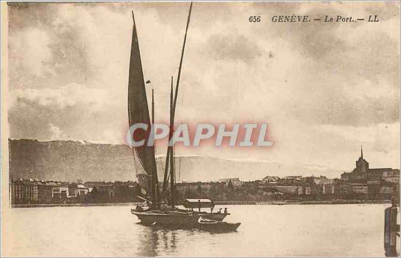 Old Postcard GENEVA-The Port LL Boat