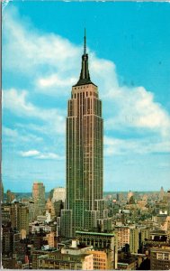 Empire State Building New York City NYC NY Postcard PM Cancel WOB Note VTG 4c 