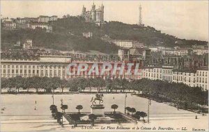 Postcard Old Lyon Bellecour Square and the Coteau de Fourviere