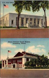 Illinois Galesburg Post Office and Illinois National Guard Armory Curteich