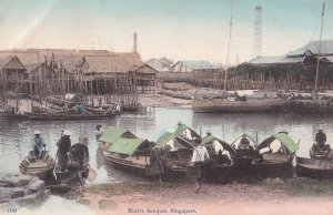 Native Sampan Singapore Boats Antique Old Postcard