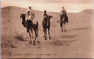 Algeria Scenes Et Types Toearegs dans le Sahara Vintage Postcard C183